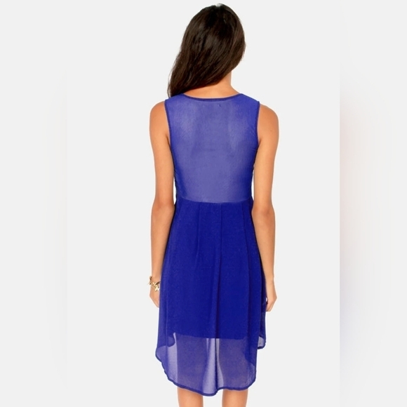 Lulu's Blue High Low Dress Lace Chiffon Fairycore Foliage Before Beauty Small - Picture 7 of 14